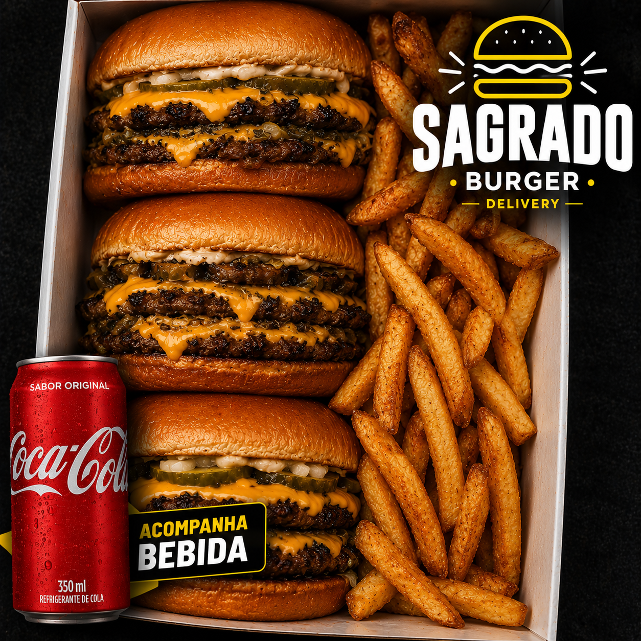 COMBO Trio Smash - 3x Classic Smash + 500g Fritas + Coca 2L
