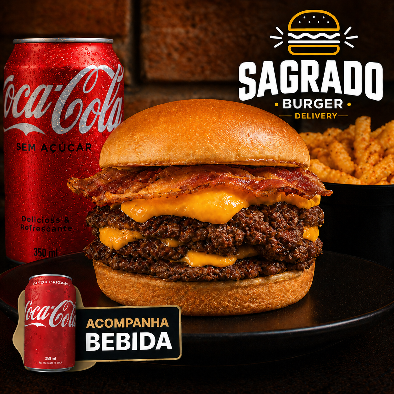 2X COMBO Crispy Bacon em dobro + 2X Coca + 2X Fritas